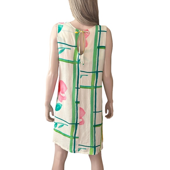 James World Floral Shift Dress Flower Box Colourful 100% Rayon Sleeveless RARE - Picture 10 of 15